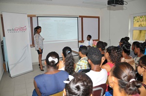Teenagers in a class, learning